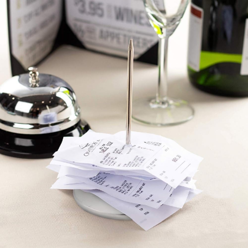 Restaurant Receipt Holder Organizer 2 pcs Check Spindle | Stainless Steel Ticket Spike with 3.2 Inch Round Base, Desk Straight Rod 6.3 Inch Long for Bill Fork Stick Paper Memo Holder - view 4