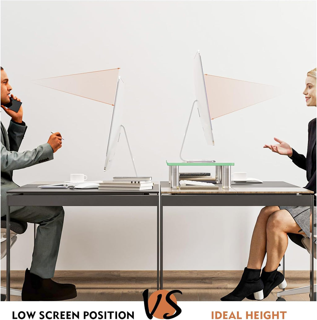 Clear Computer Monitor Riser with Height Adjustable Multi Media Desktop Stand for Flat Screen LCD LED TV, Laptop/Notebook/Xbox One,HD01T-001 - view 5