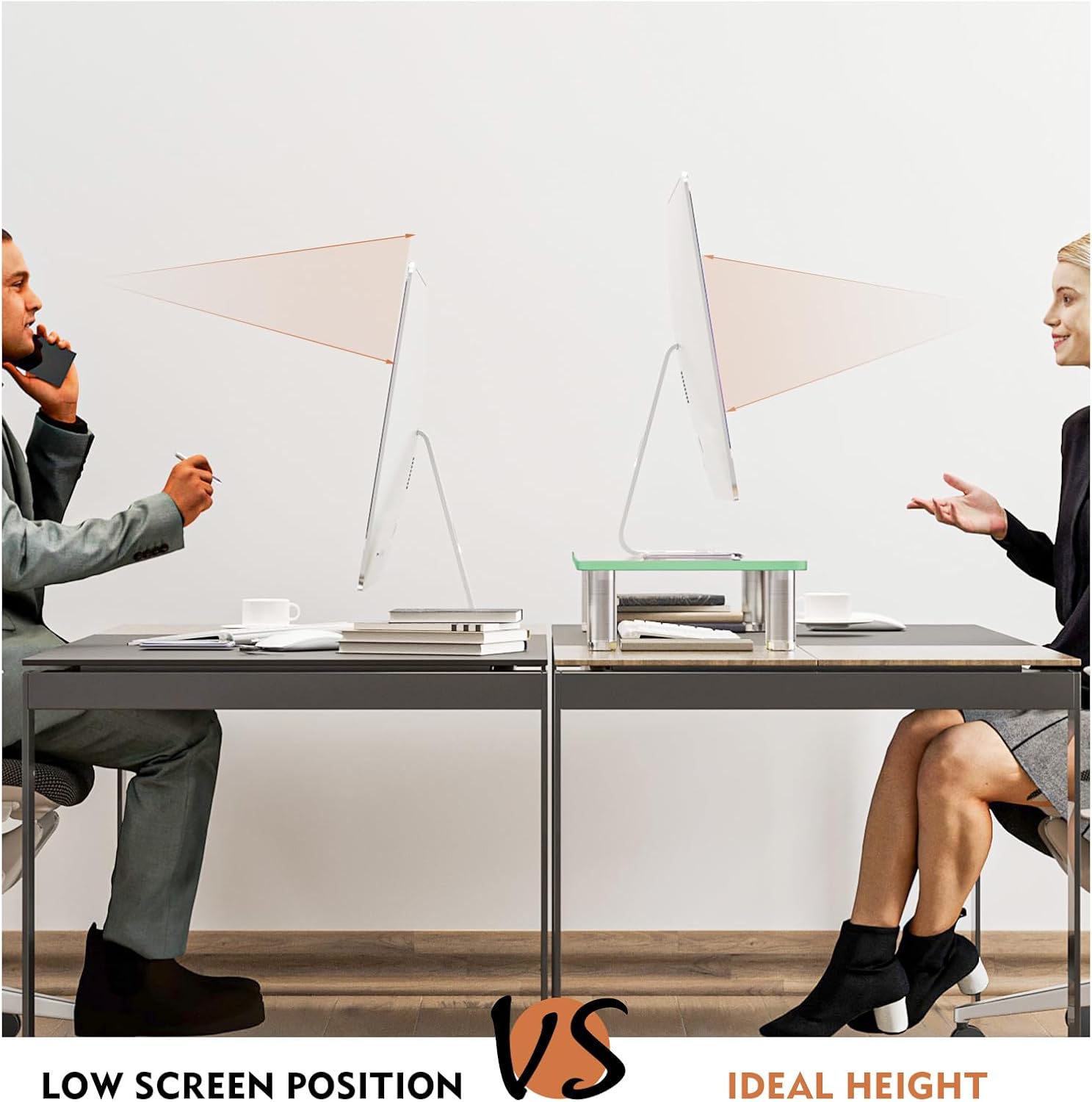 Clear Computer Monitor Riser with Height Adjustable Multi Media Desktop Stand for Flat Screen LCD LED TV, Laptop/Notebook/Xbox One,HD01T-001 - view 5