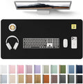 Leather Desk Protector, Office Mat, Large Mouse Mat, Non-Slip PU Leather Blotter, Laptop Desk Mat, Waterproof Writing Pad for Office and Home (Black, 31.5" x 15.8")