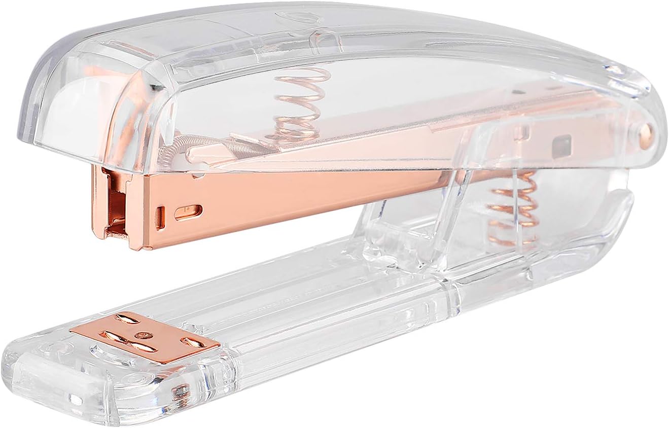Rosegold Desk Accessory Kit,Set of Stapler, Staple Remover,1000pcs Staples,Tape Dispenser,Big Diamond Ballpoint Pen and 10pcs Binder Clips - view 5
