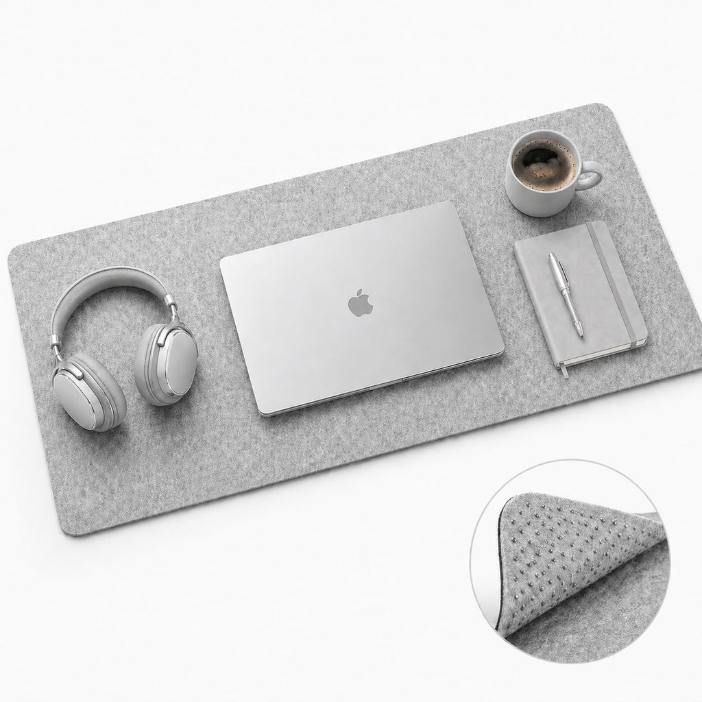 Premium Reversible Felt Desk Mat | Computer Pad for Keyboard & Mouse | Office & Home Workspace Protector (Light Gray, 36Inx12In) - view 2