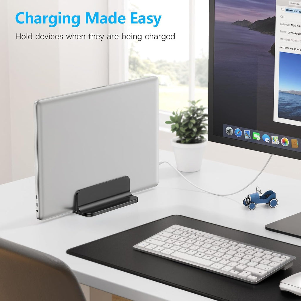 Vertical laptop stand holder, adjustable dock for MacBook, black | aluminum stand for MacBook stand, fits Chromebook & gaming laptops up to 17.3 in, office desk organization, space-saving - view 8