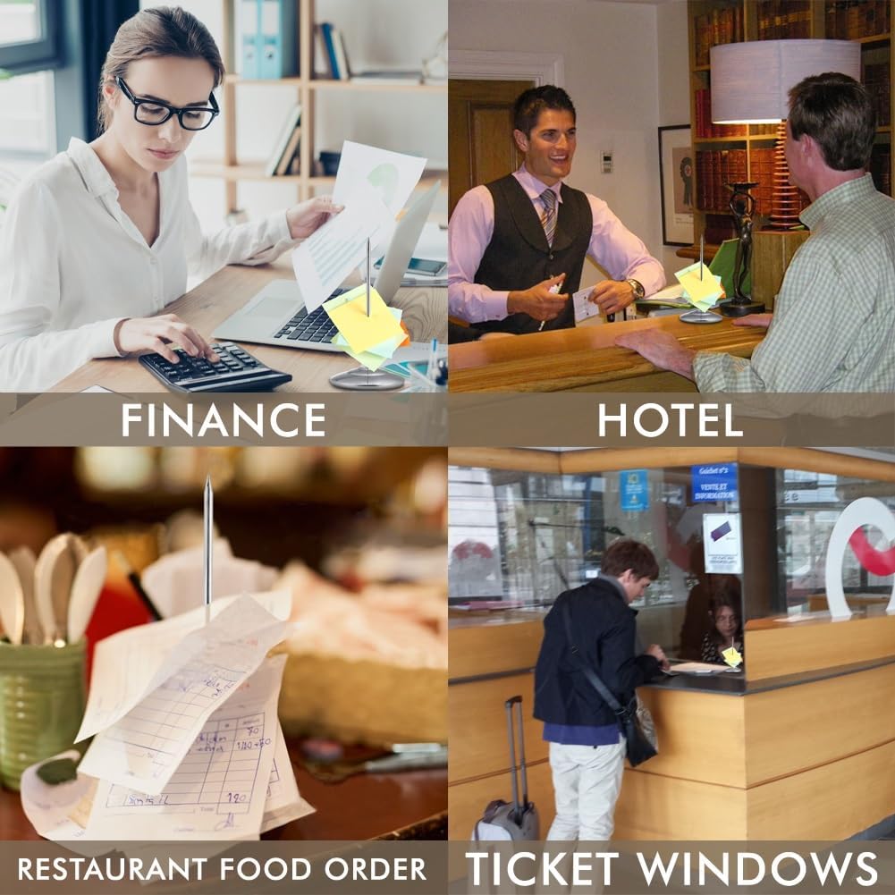 Restaurant Receipt Holder Organizer 2 pcs Check Spindle | Stainless Steel Ticket Spike with 3.2 Inch Round Base, Desk Straight Rod 6.3 Inch Long for Bill Fork Stick Paper Memo Holder - view 6