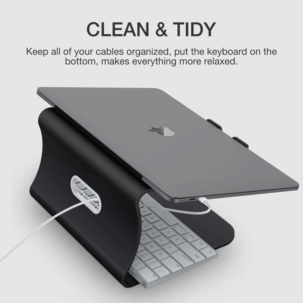 Laptop stand, aluminum notebook holder riser heat-vent for 11-16 inches notebook (black) - view 3
