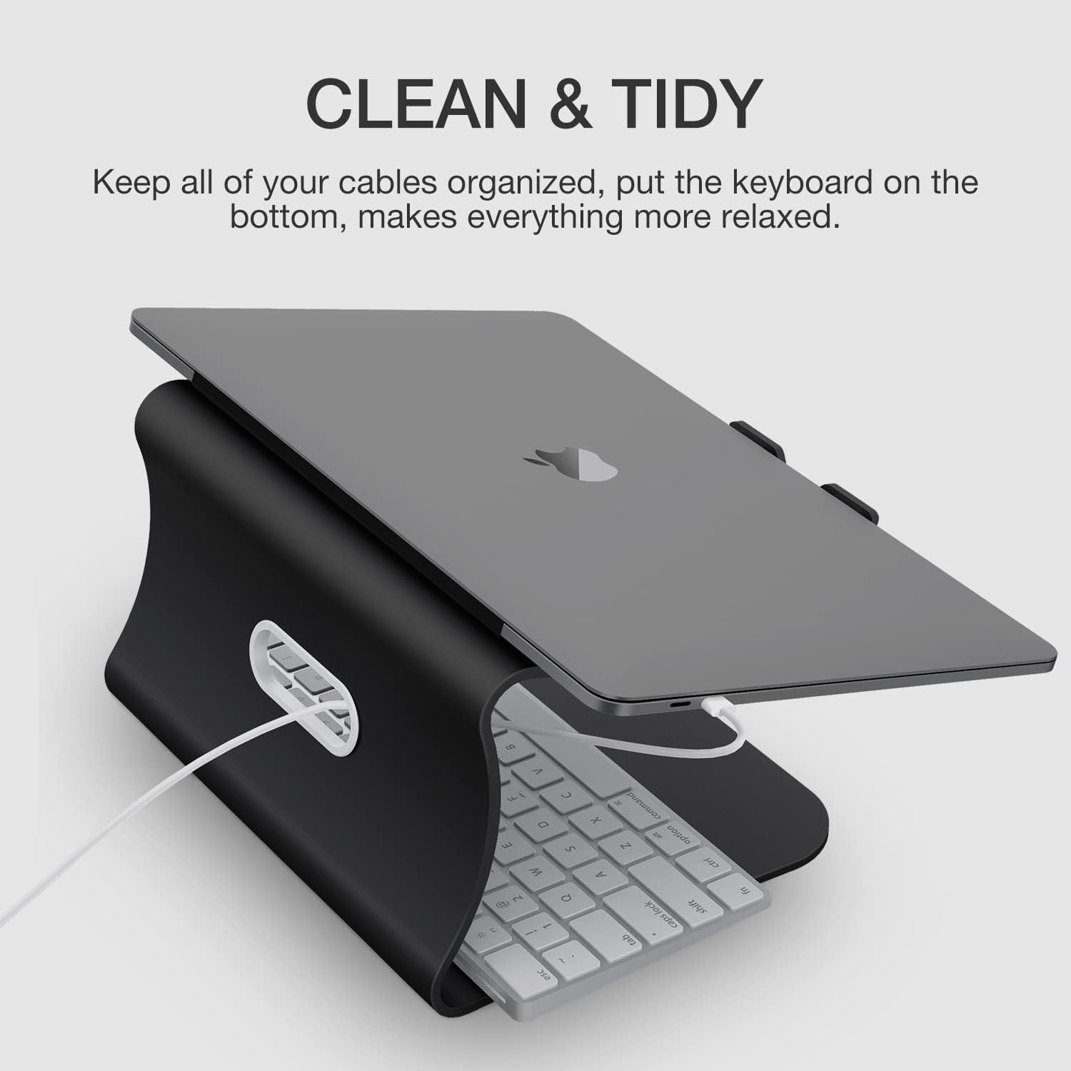 Laptop stand, aluminum notebook holder riser heat-vent for 11-16 inches notebook (black) - view 3