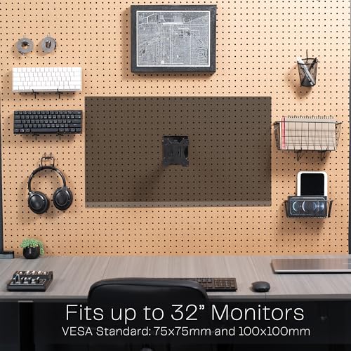 Black Single Monitor Pegboard Mount, Up to 32 in Screens, MOUNT-PB2A - view 6