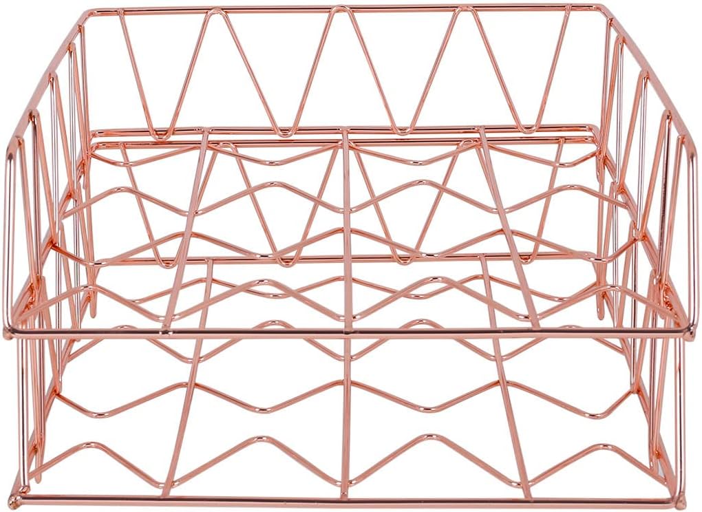 Set of 2 Office Supplies Metal Stackable File Document Letter Tray Organizer for Desk, Rose Gold - view 4