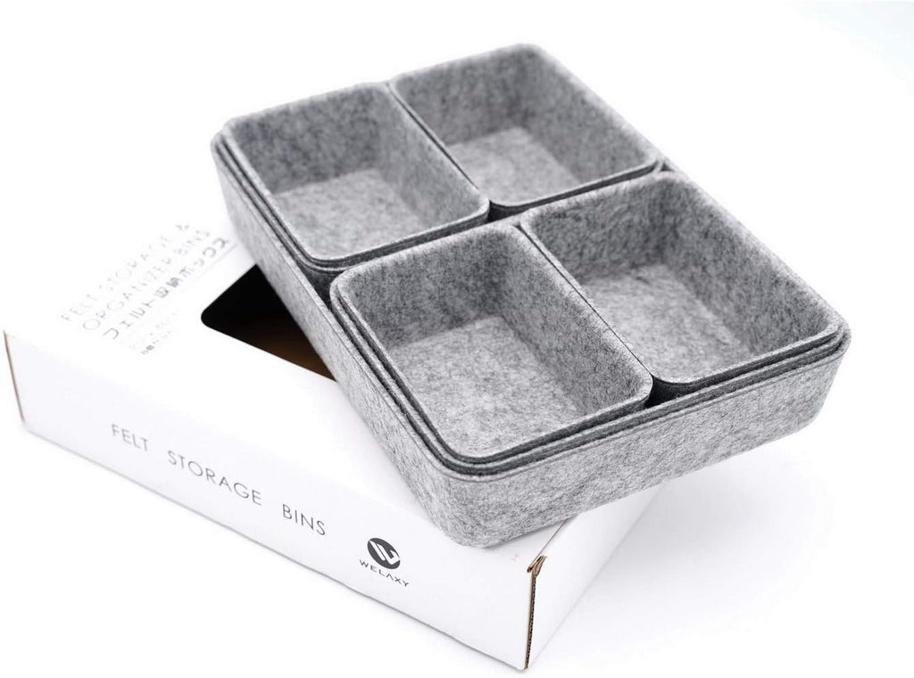 Office Drawer organizers felt storage bins Shallow Small Desk trays Draw dividers Nordic Lifestyle Natural Scandinavian-chic style 7-piece (Oatmeal) | Sustainable material soft yet sturdy,multi-purpose storage, sleek minimalist lifestyle - view 6
