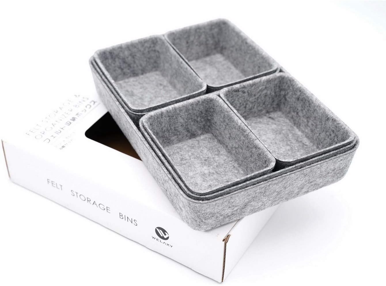 Office Drawer organizers felt storage bins Shallow Small Desk trays Draw dividers Nordic Lifestyle Natural Scandinavian-chic style 7-piece (Oatmeal) | Sustainable material soft yet sturdy,multi-purpose storage, sleek minimalist lifestyle - view 6