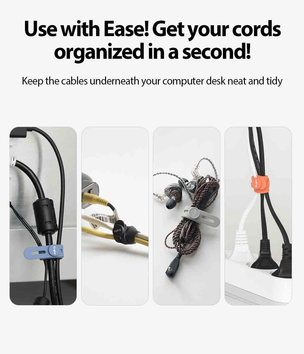 Silicone Cable Ties [Reusable Cable Management] Flexible Cord Organizer, Adjustable Length Long-lasting Durable Cable Clips - 15 Pack - view 5