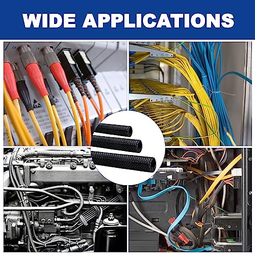 Split-Sleeve Wire Loom for High-Temperature Automotive Harness and Home Cable Management, 25ft - 1/8 inch Braided Cable Management Sleeve Cord Protector, Self-Wrapping Split Wire Loom - view 7