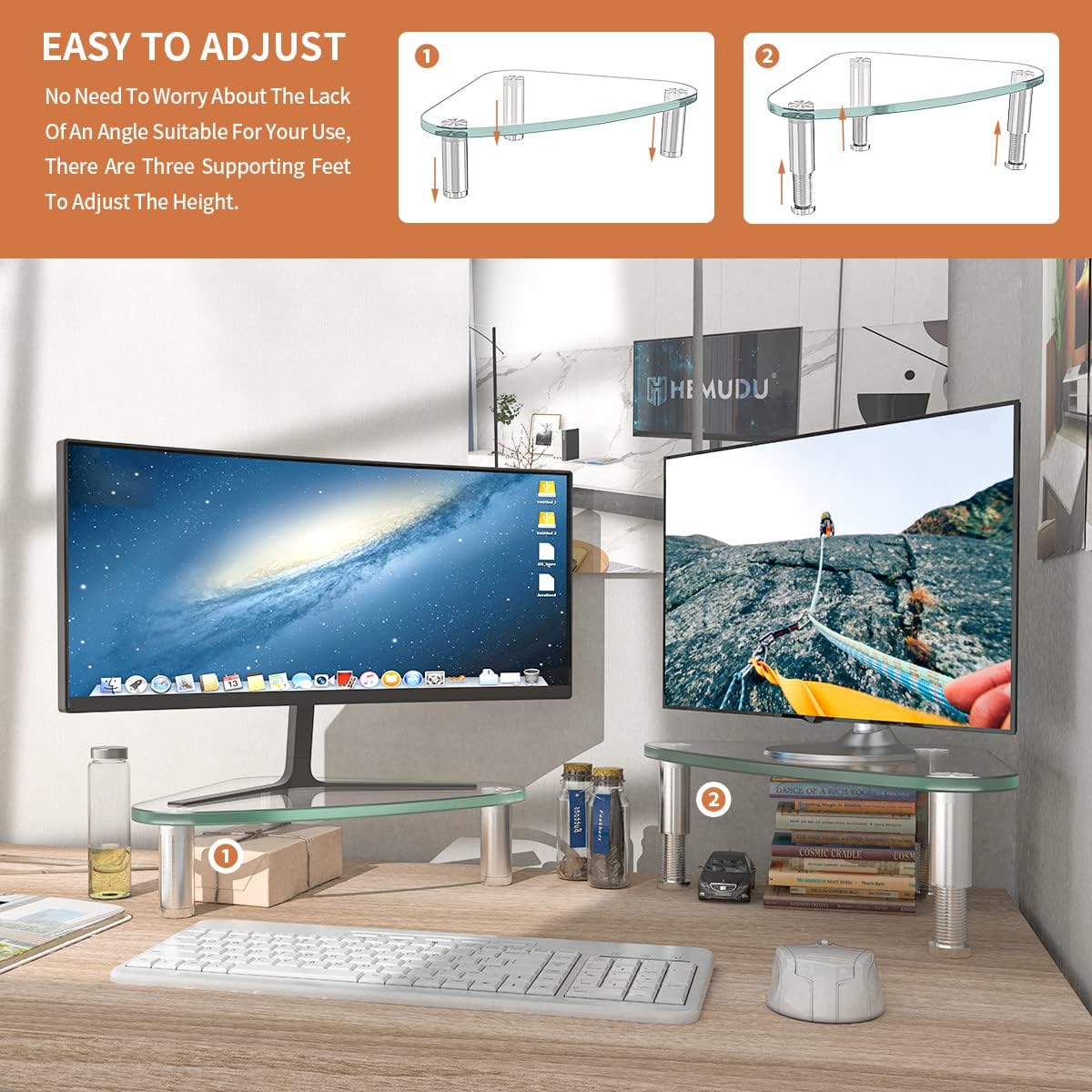 2 Pack Computer Monitor Riser | Triangle Desktop Universal Corner Stand for Computer Monitor & Laptop HD01T-203 - view 4