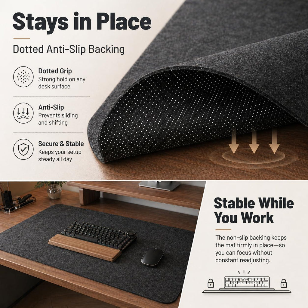 Premium Reversible Felt Desk Mat | Computer Pad for Keyboard & Mouse | Office & Home Workspace Protector (Light Gray, 36Inx12In) - view 6
