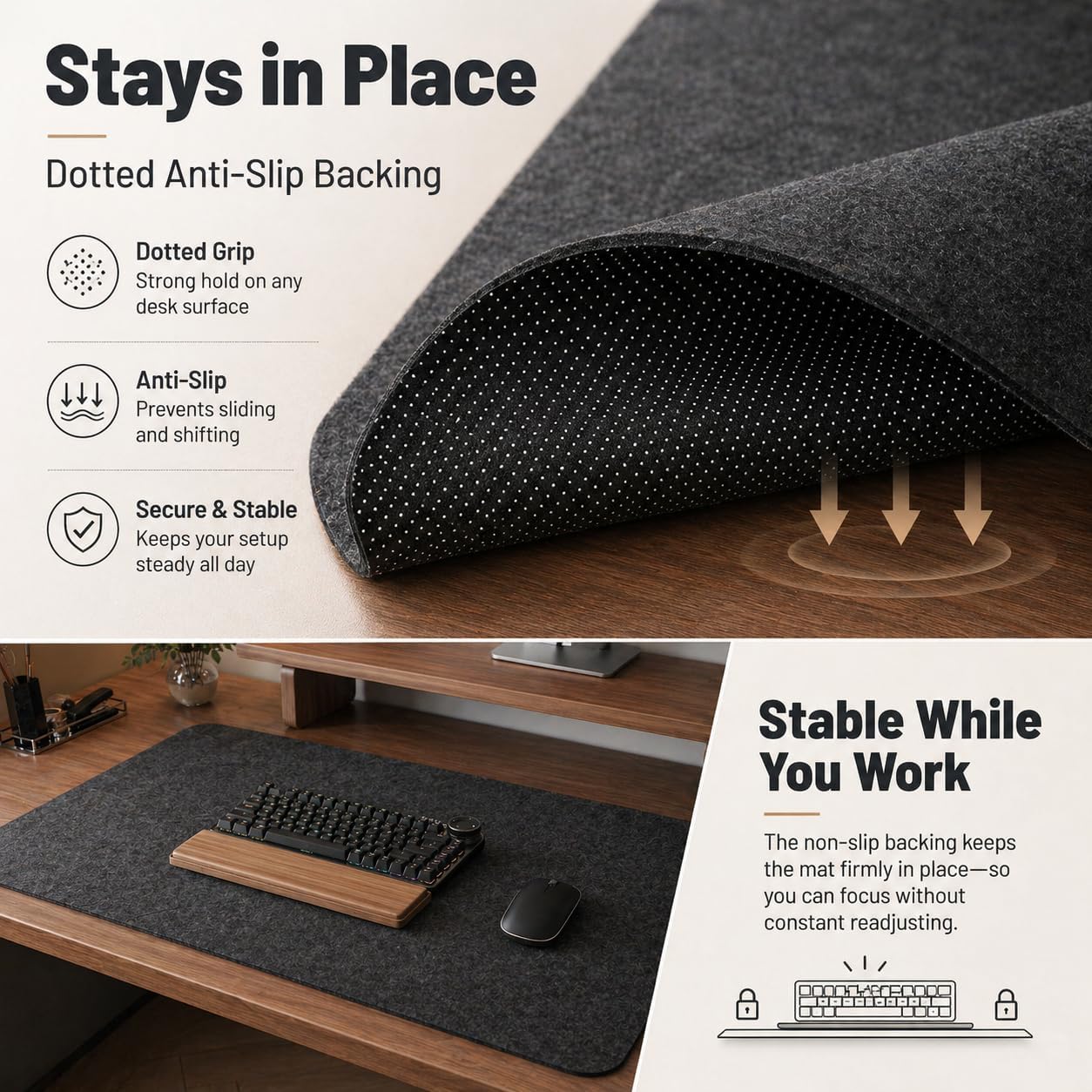 Premium Reversible Felt Desk Mat | Computer Pad for Keyboard & Mouse | Office & Home Workspace Protector (Light Gray, 36Inx12In) - view 6