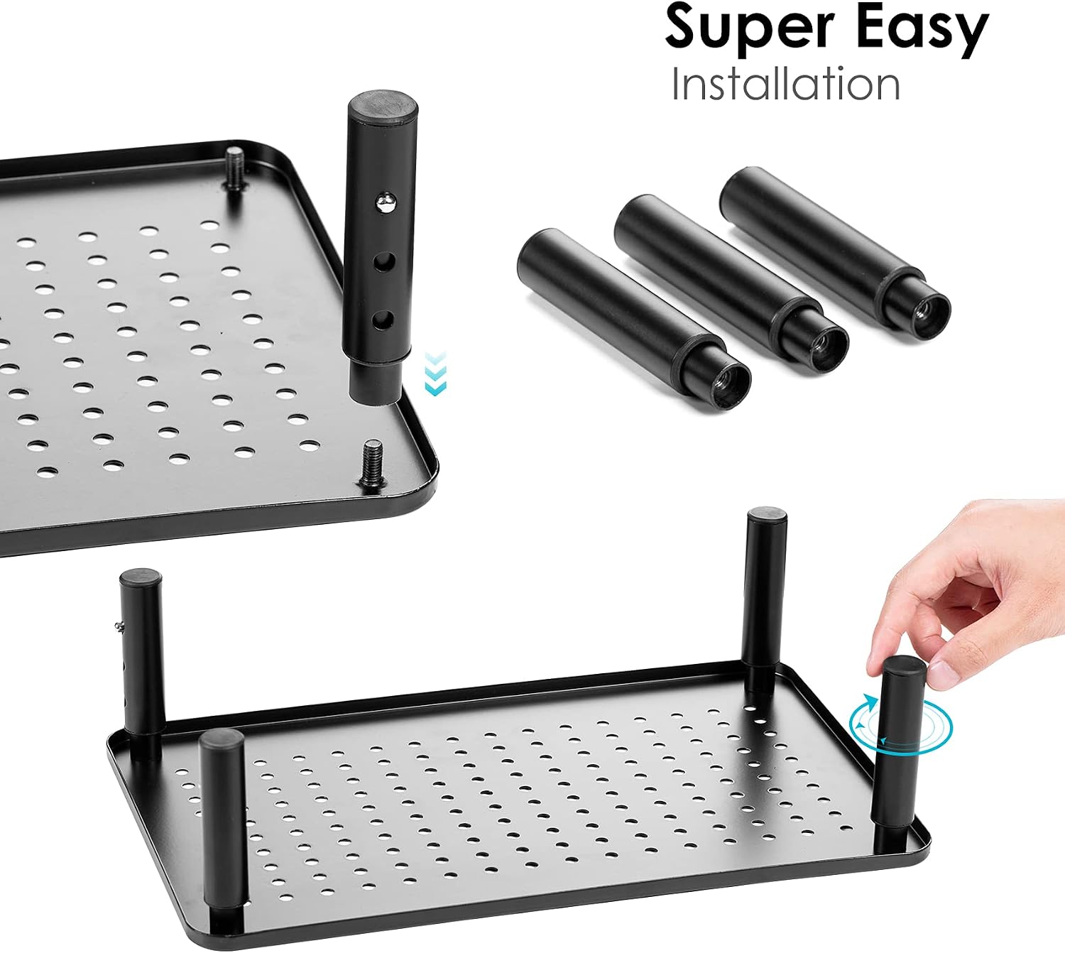 2 Pack Monitor Riser Desktop Stand Flat Screen TV Monitor Stand Riser | 3 Height Adjustable PC Stand with Mesh Platform Sturdy Metal Laptop Computer Monitor Stand Shelf for Printer, iMac - view 5