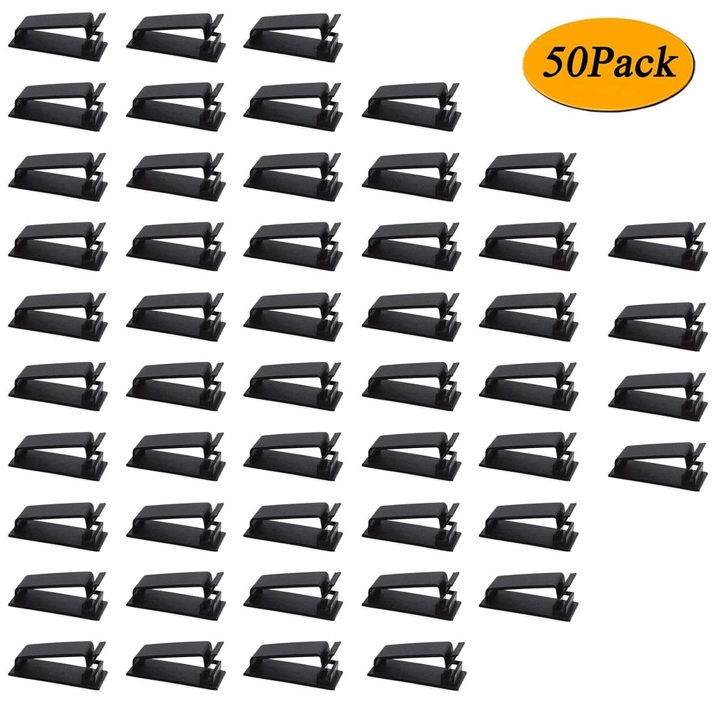 50Pcs Self Adhesive Cable Management Clips - Black | for TV PC Ethernet Cable, Wall, under Desk Home Office - view 6