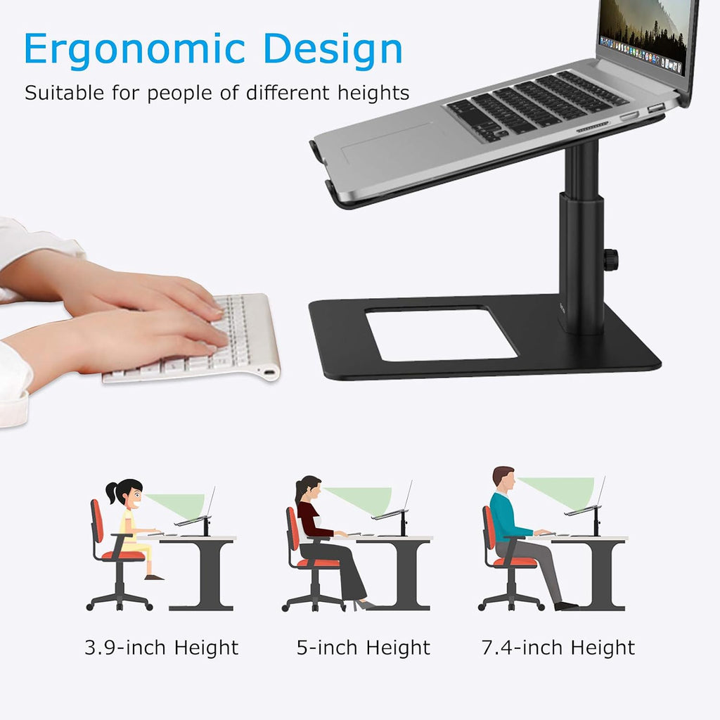 Laptop Stand, Height Adjustable Laptop Riser for 11-17" Laptops | Ergonomic Laptop Stand for Desk, Ventilated with U-Shaped Open Design, Sturdy Notebook Stand for 10-17'' Laptops, Black - view 4