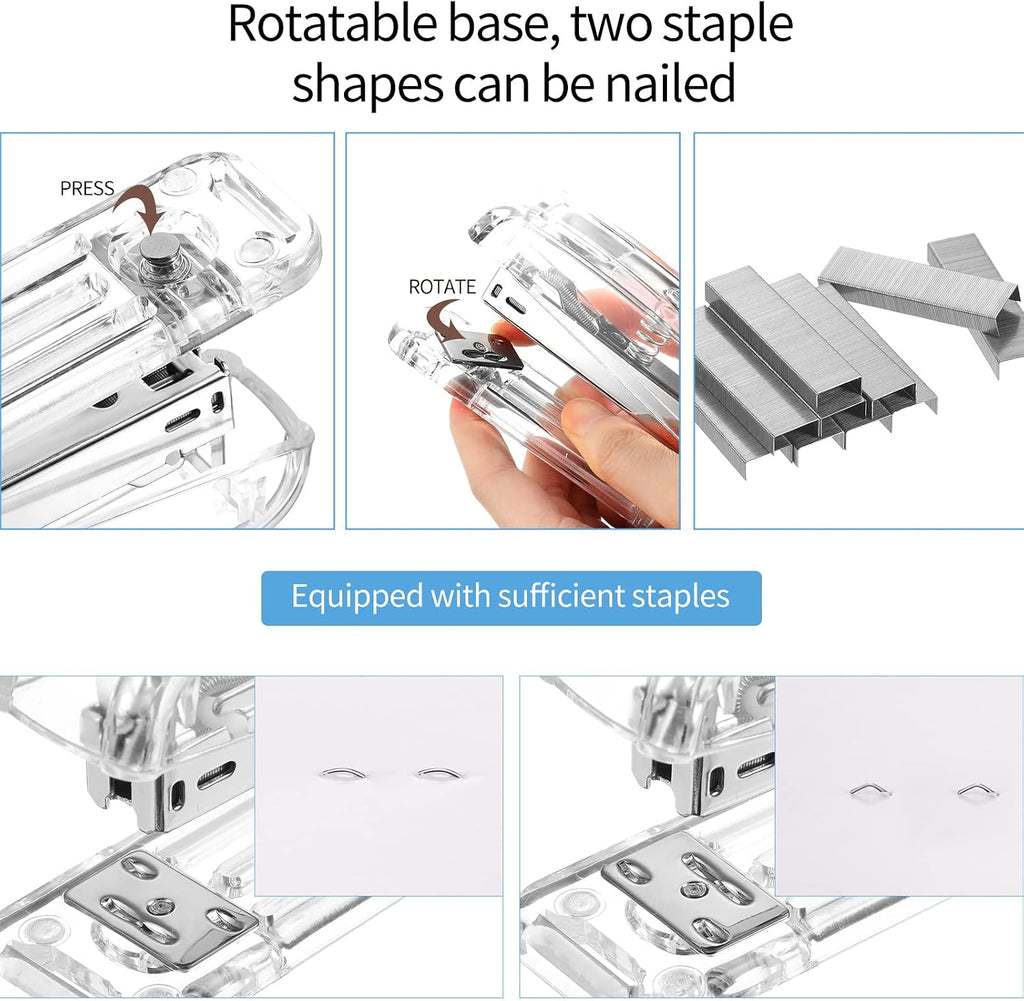 Office supplies set desk accessory kit, acrylic stapler set staple remover, tape dispenser, binder clips, paper clips, ballpoint pen and scissor with 1000 pieces 26/6 staples (silver) - view 5