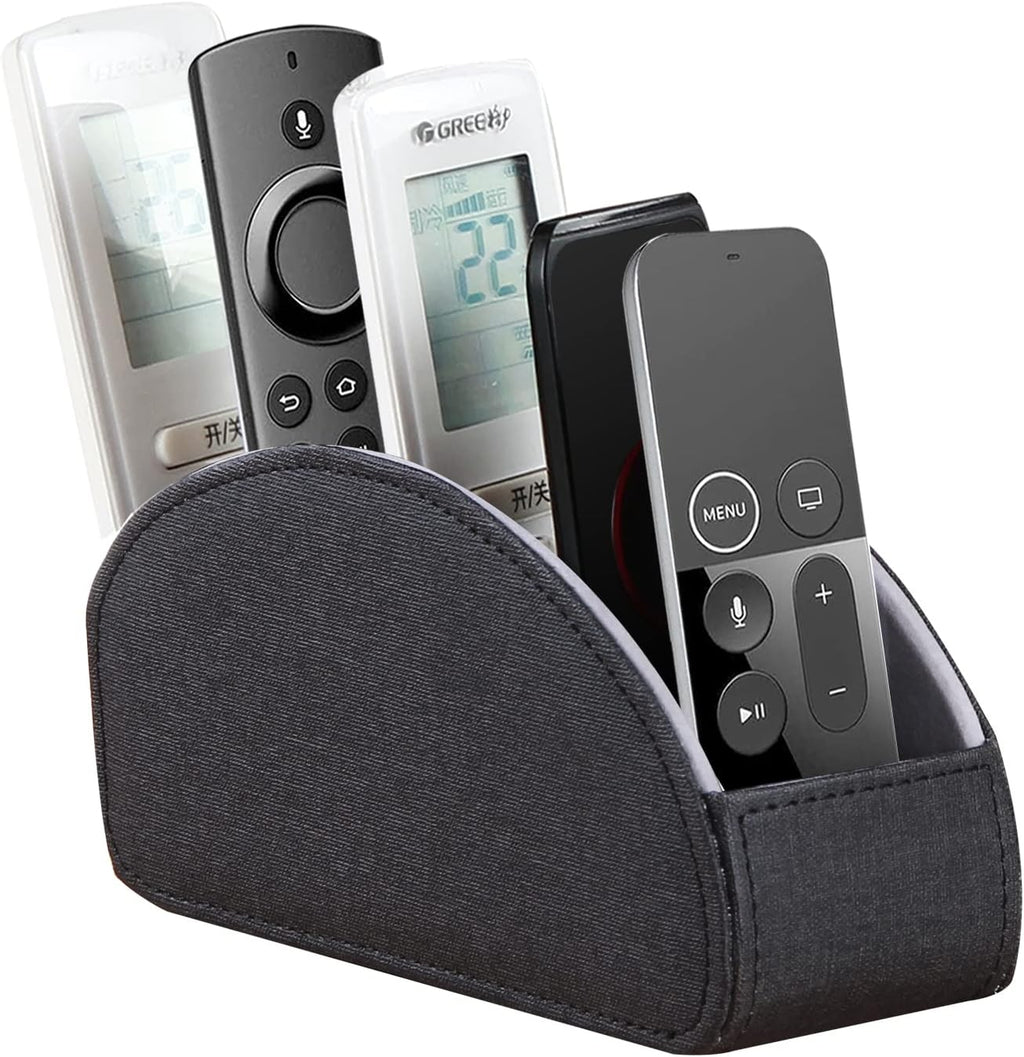 TV remote control holder, remotes caddy for table, desk nightstand organizer | decorations for living room, bedside storage box for controllers, makeup brush, pen, eyeglasses, office stationery, art supplies