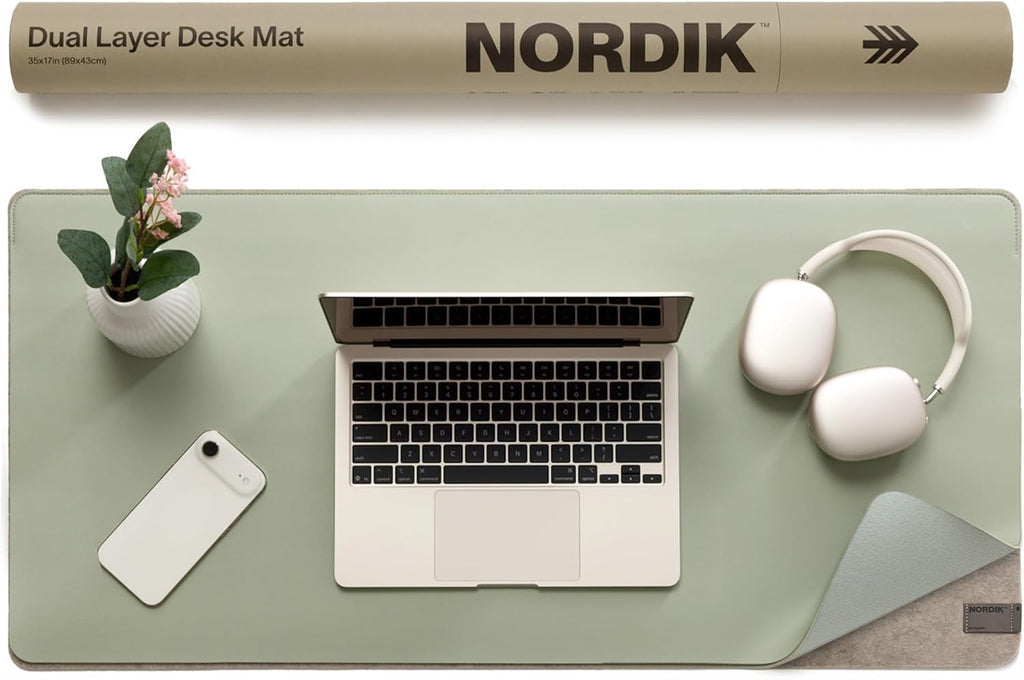 Nordik Felt and Leather Desk Mat - Dual Layer Emberwood Brown 35 x 17 in | Dual-Layered Mat Leather Desk Pad with Document Organizer - Full Desktop Mat - Large Non-slip and Waterproof Desk Blotter - view 6