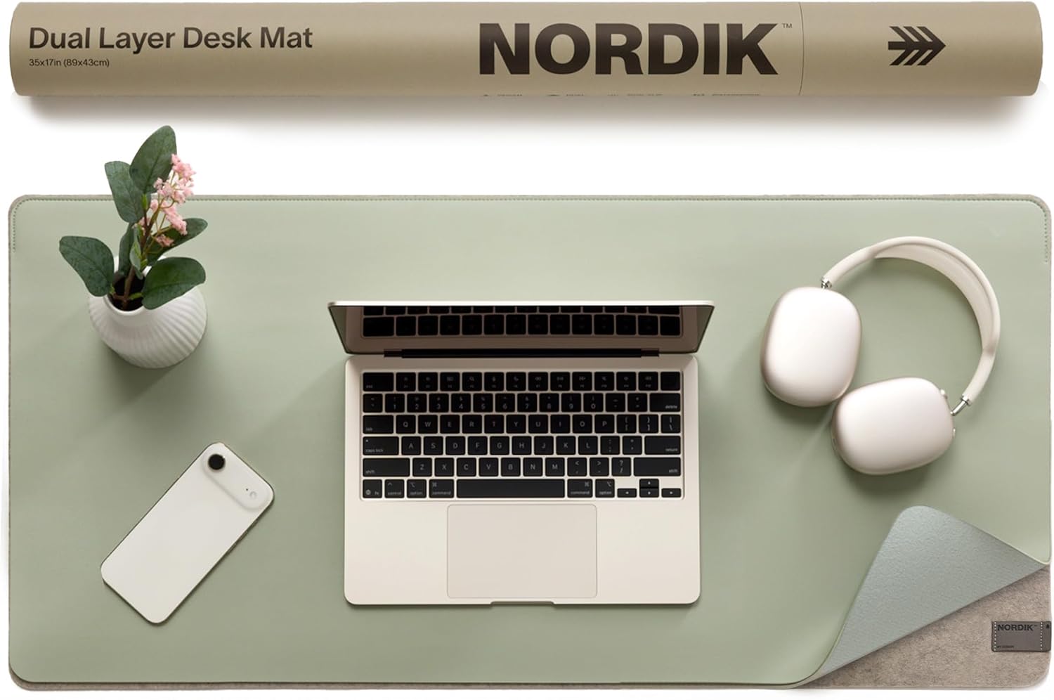 Nordik Felt and Leather Desk Mat - Dual Layer Emberwood Brown 35 x 17 in | Dual-Layered Mat Leather Desk Pad with Document Organizer - Full Desktop Mat - Large Non-slip and Waterproof Desk Blotter - view 6