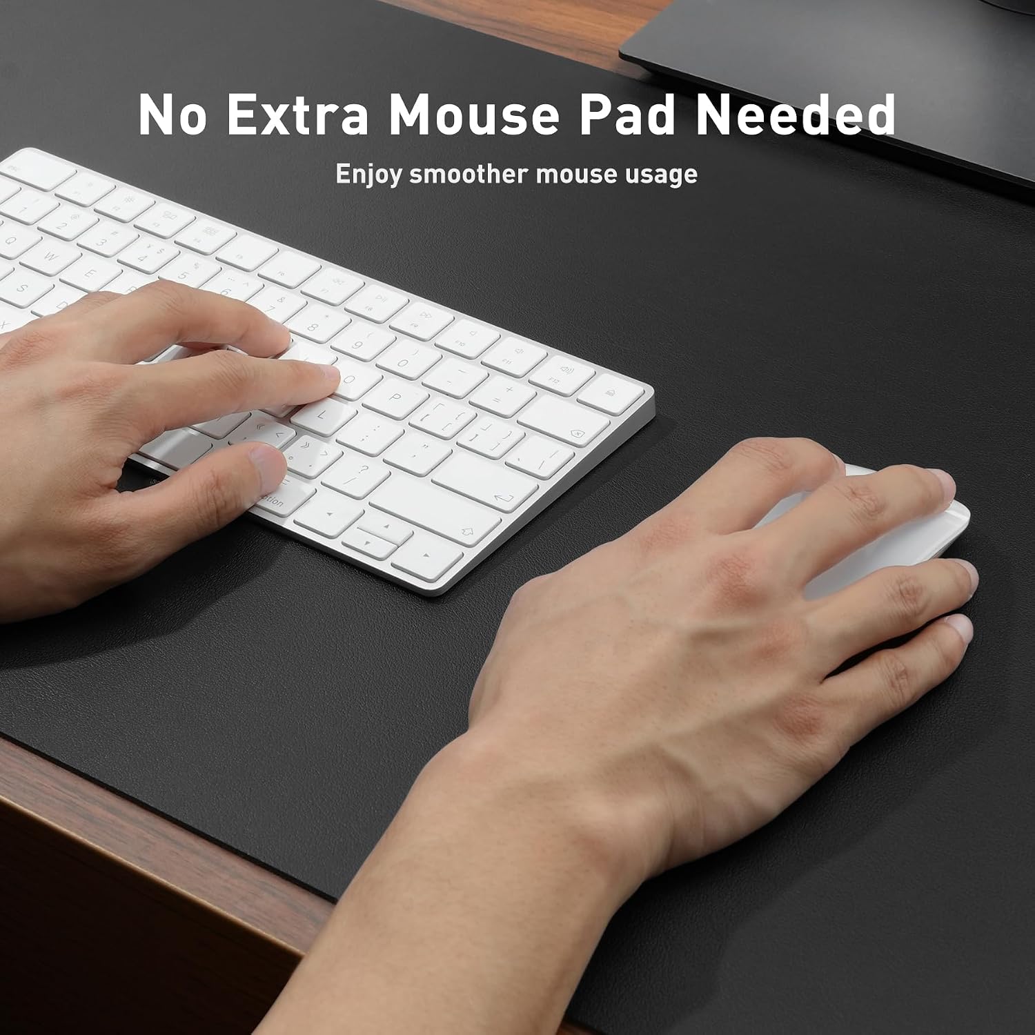 Non-Slip Waterproof PU Leather Desk Pad Protector for Mouse, Writing Desk, Office, Home, Laptop Blotter, 23.6" x 13.7", Black - view 4