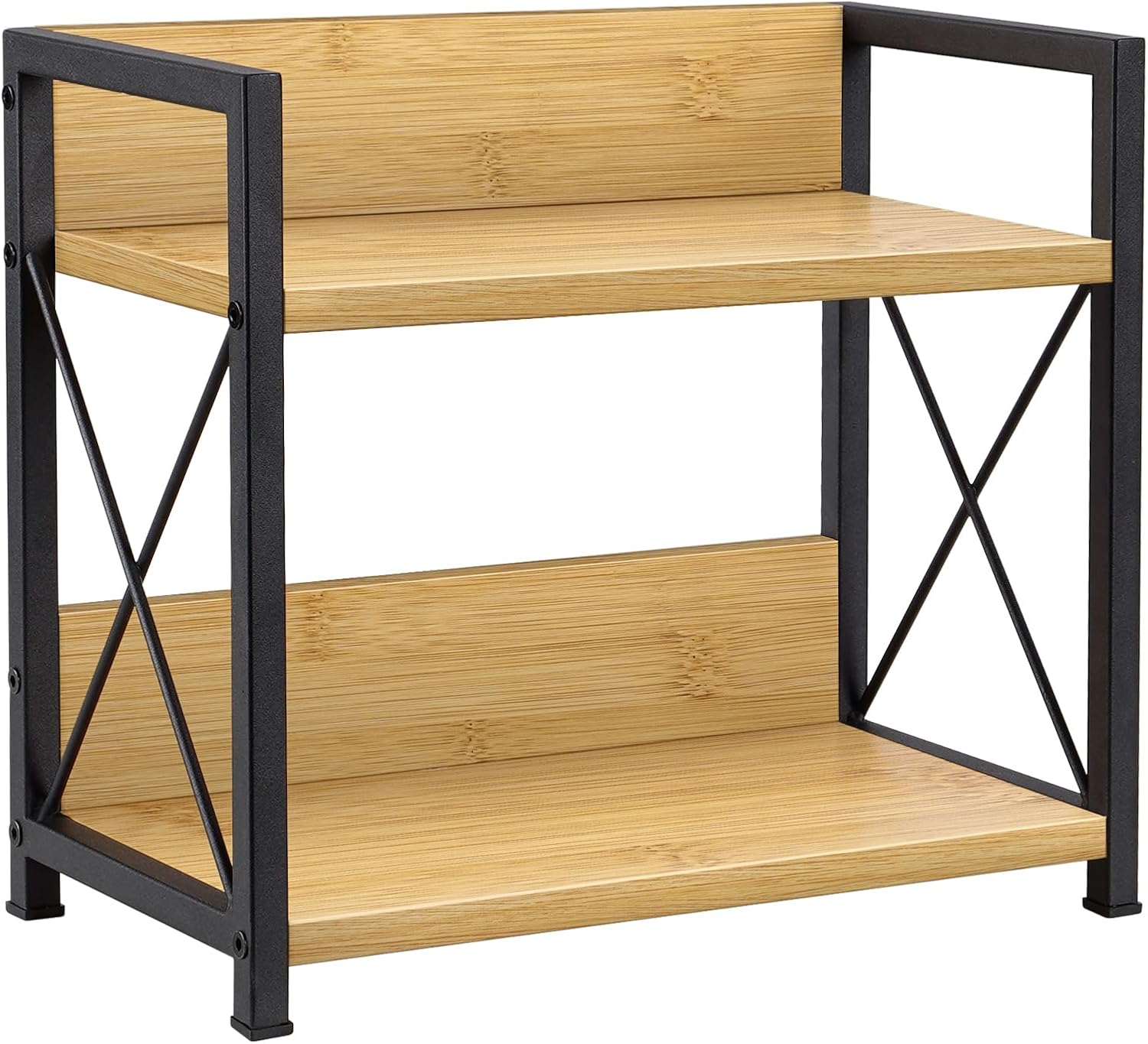 Countertop Organizer, 2 Tier Coffee Station Organizer for Desktop, Wood Counter Shelf Spice Rack for Kitchen (Black, M) - view 4