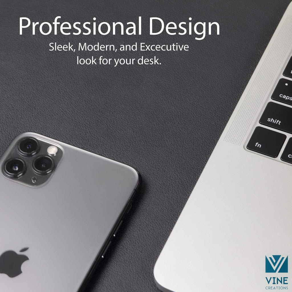 Leather Desk Mat Large 44" x 22", Desk Protector Mat, PU Leather Desk Pad, Large Mouse Pad, Desk Blotter, Desk Pads on Top of Desks, Desk Matt for Desktop, Office Desk Mat (Black) - view 3