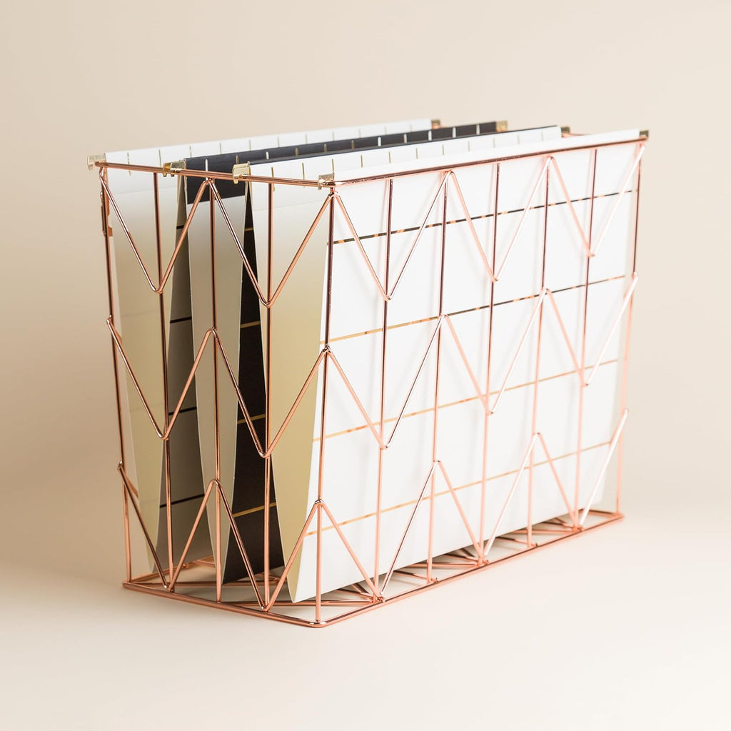 Hanging File Desk Organizer, Rose Gold Wire Metal - 854U02-06 - view 5
