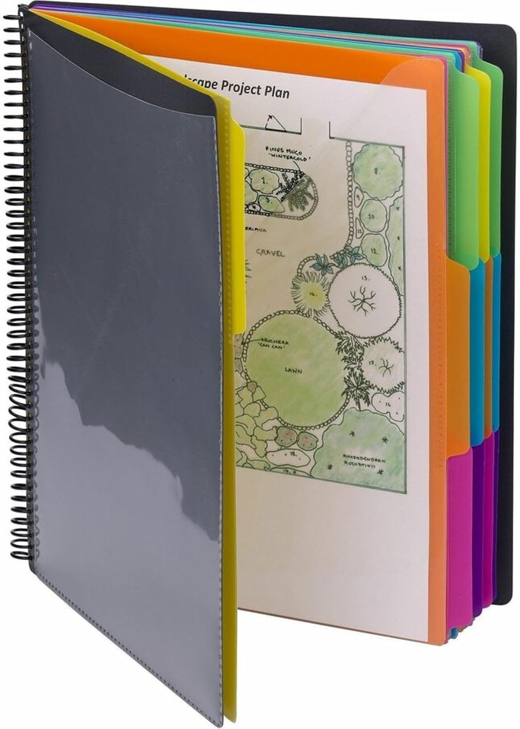 Project Organizer, 24 Pockets, Grey with Assorted Bright Tabs, Tear Resistant Poly, 1/3-Cut Tabs, Letter Size (89206) - view 5