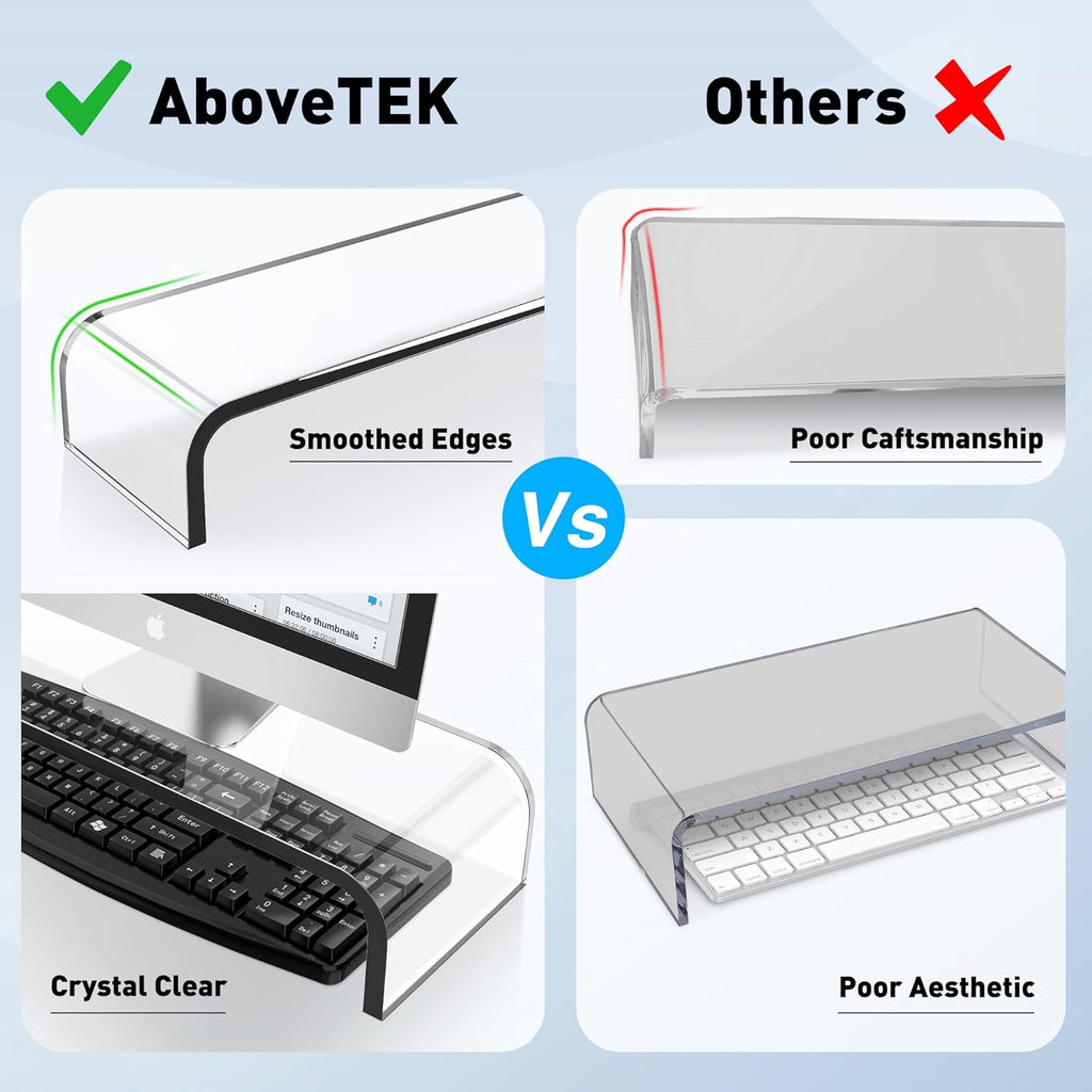 Acrylic Monitor Stand, Premium Large Monitor Riser 20 inch, Crystal Clear Acrylic Computer Stand Laptop Desk Stand for Home Office Printer TV Screen Keyboard Storage - view 5