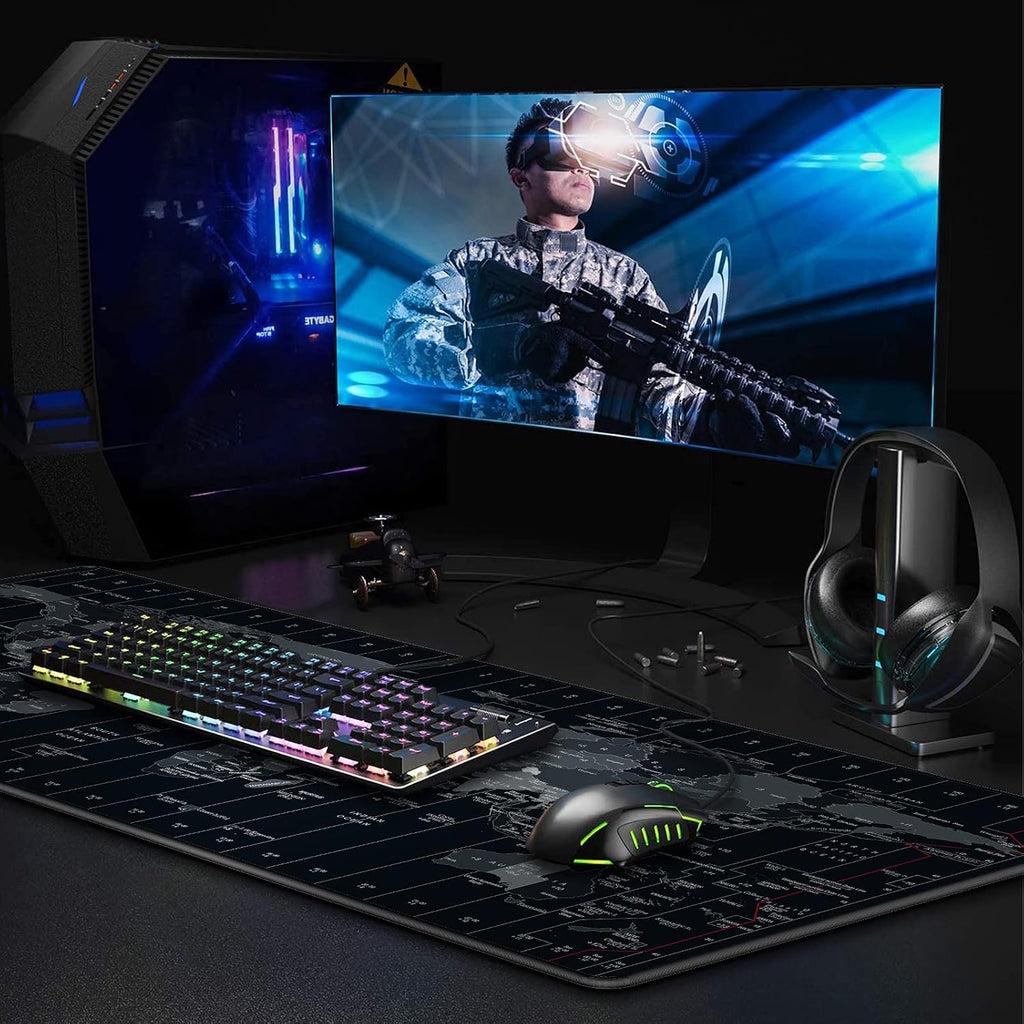 Large Gaming Mouse Pad Extended Desk Mat XXL Mousepad with Non-Slip Keyboard Pad for Office Laptop, Computer and PC - 35.4 x 15.7 inches World Map - view 7