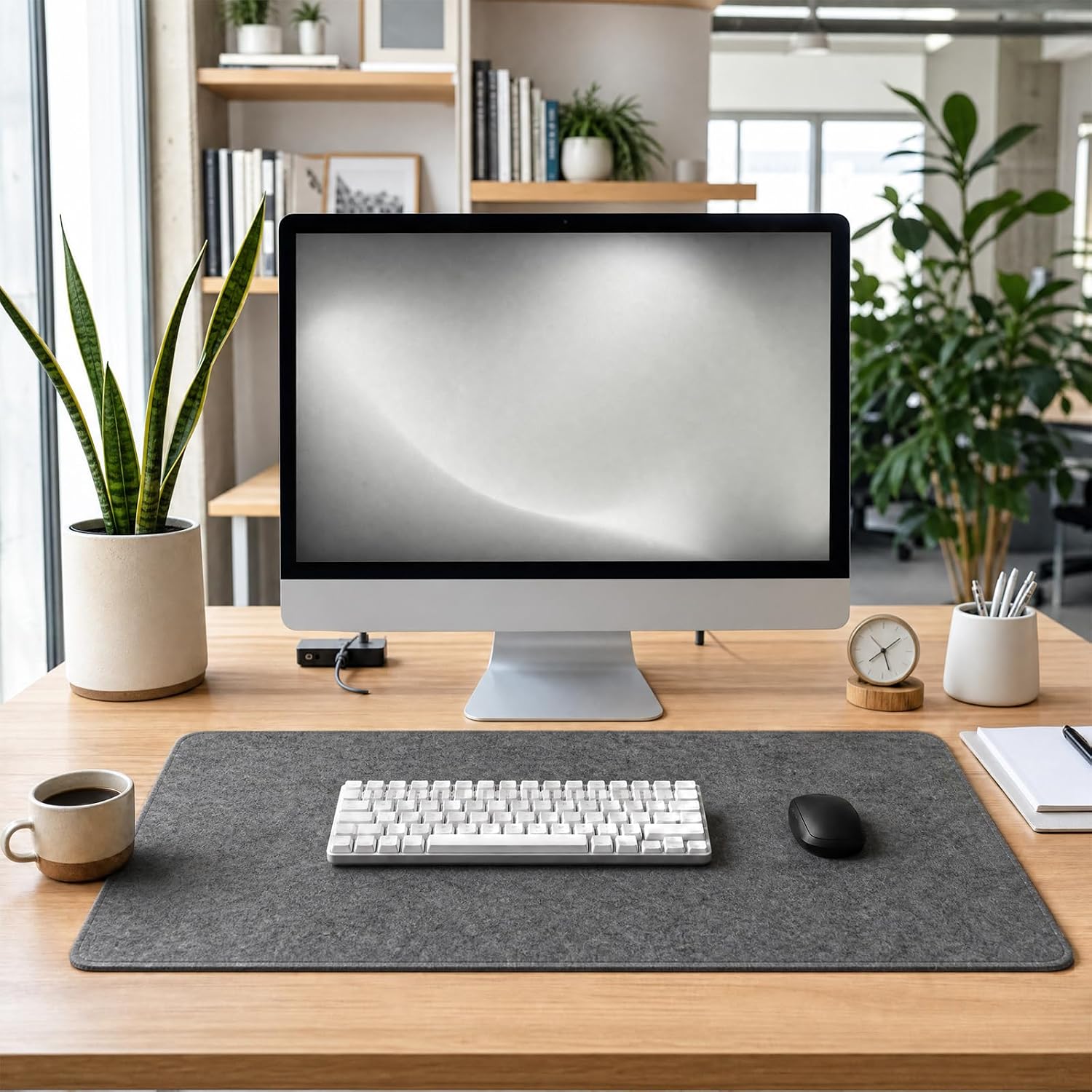 Large Felt Desk Mat for Keyboard and Mouse，Computer Desk Pad Protector | 35×12in Black，Non-Slip Extended Mousepad Soft Desktop Mat Cover，for Home Office Workspace Accessories - view 6
