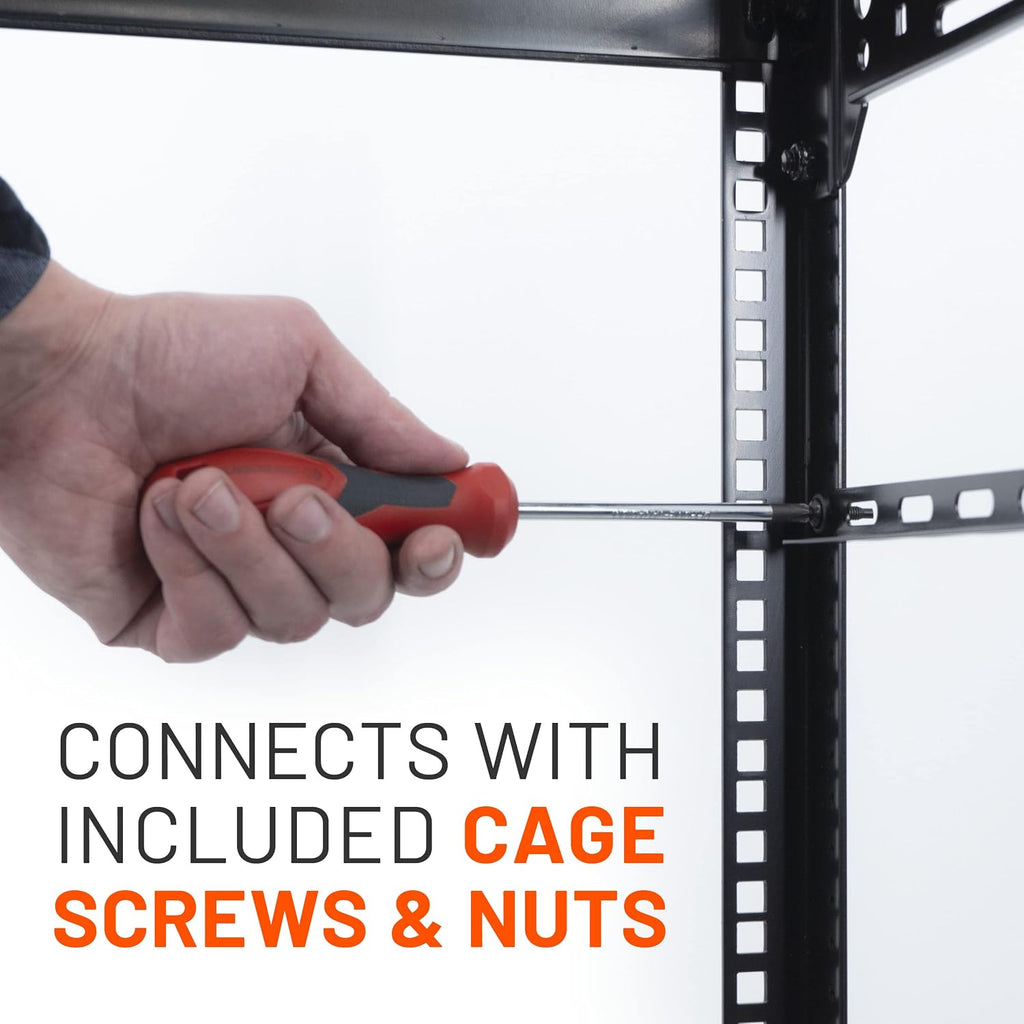 Rack Cable Management Tie Bar Kit - Includes 4X 1U Tie Bars, 24 Zip Ties, 8 Cage Nuts, & 8 Screws - Works with 19" Open Frame Racks & Enclosures - view 3