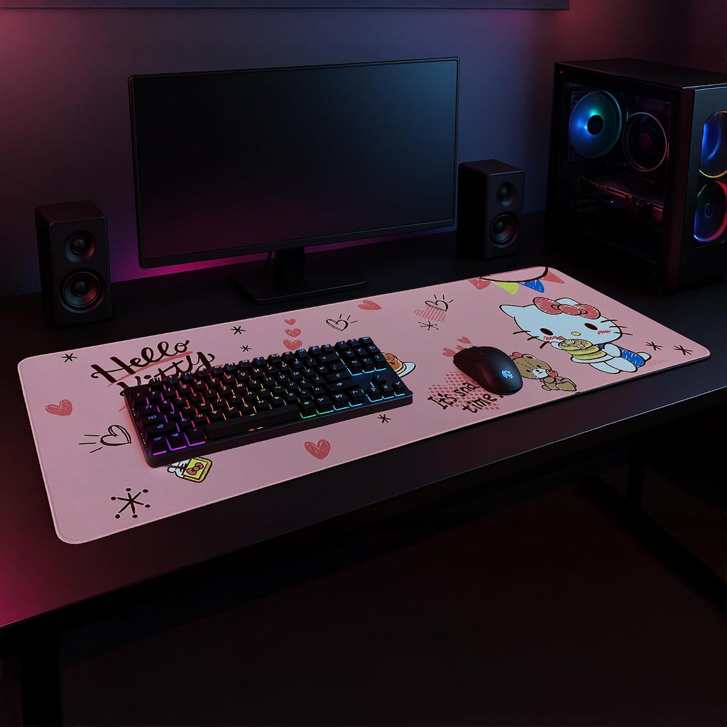 Hello Kitty Mouse Pad | Hello Kitty Placemat | Hello Kitty Room Decor | Kitty Kawaii Gaming Mat | Kawaii Kitty Runner | Girls Place Game Mat | Girls Mouse Pad | Pink | 36" X 12" | Officially Licensed - view 4