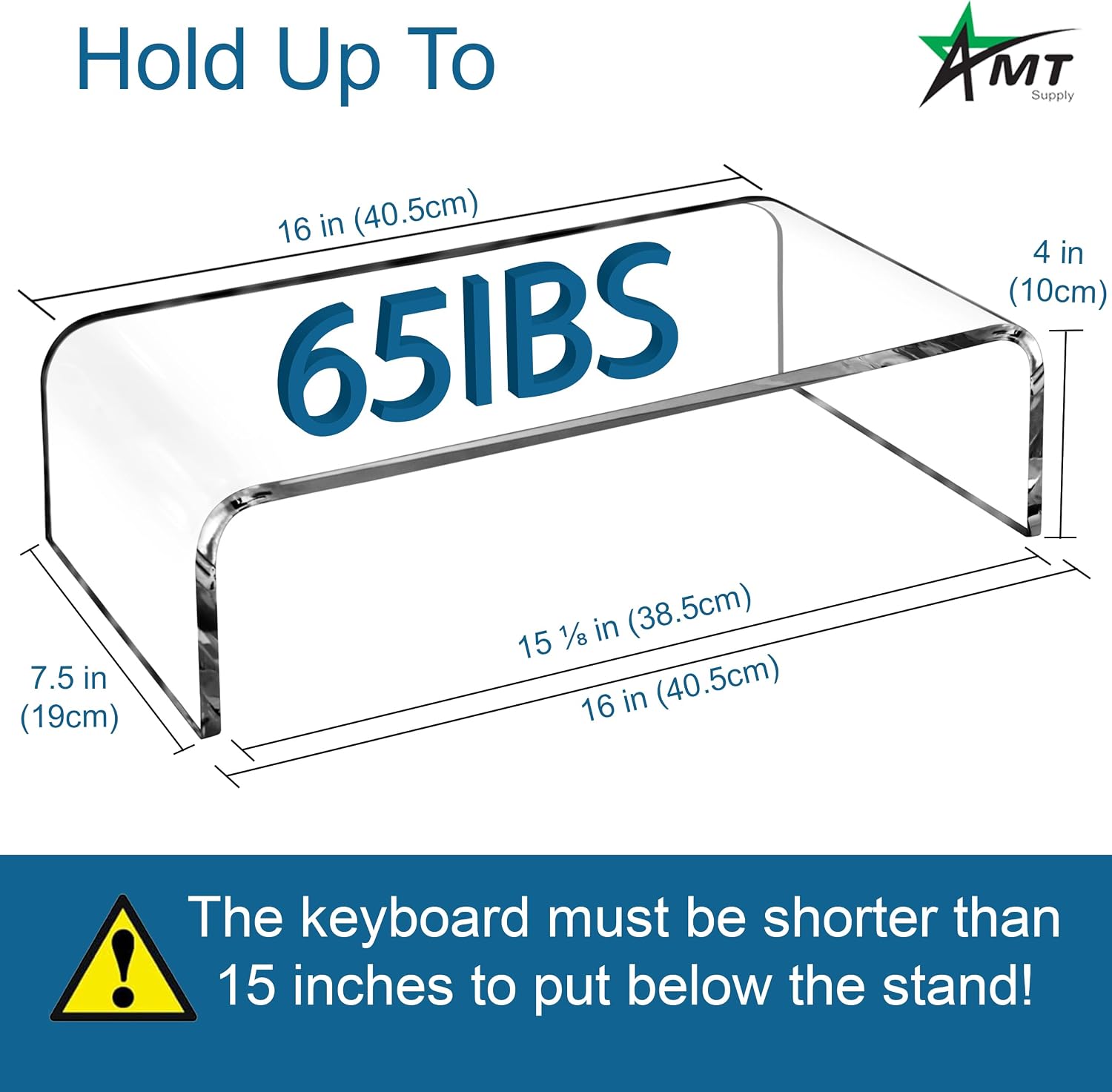 Premium acrylic clear monitor stand laptop/PC/multimedia monitor riser for home office - view 2