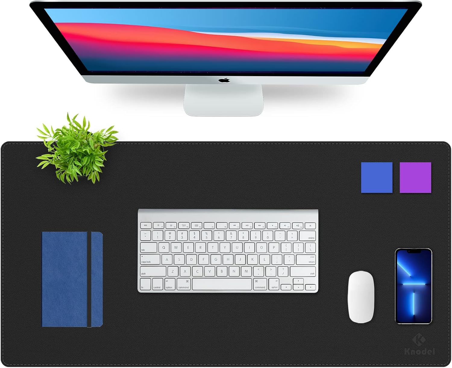 Large Sewing Leather Desk Mat, Desk Pad (Black, 31.5" x 15.7") | Mouse and Keyboard Pad, PVC Computer and Laptop Mat, Desktop Protector and Cover, Writing Pad and Blotter for Home Office