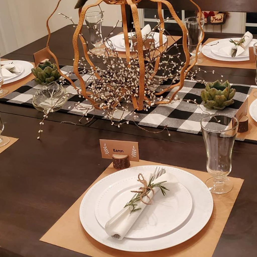 30 Pcs Rustic Wood Place Card Holders Circular Table Numbers Holder Stand Wooden Bark Memo Holder Card Photo Picture Note Clip Holders and Kraft Place Cards Bulk Wedding Party Table Number Sign - view 8