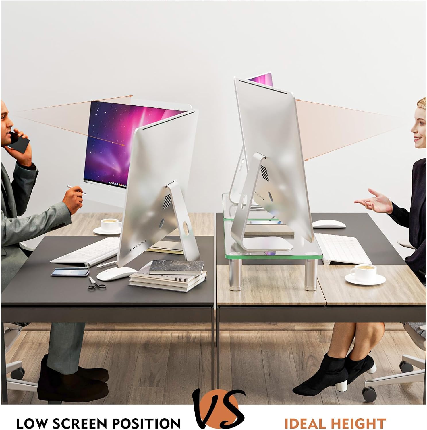 2 Pack Computer Monitor Riser with Height Adjustable Multi Media Desktop Stand for Flat Screen LCD LED TV, Laptop/Notebook/Xbox One - view 4