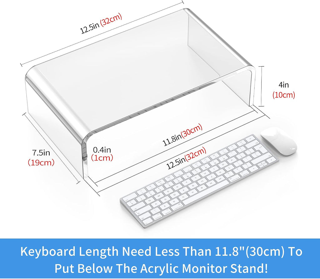 Acrylic monitor stand riser clear laptop stand riser L12.5 xW7.5 xH4 | computer & laptop stand for desk, compatible with all notebooks and monitor, decoration for office & home transparent - view 2