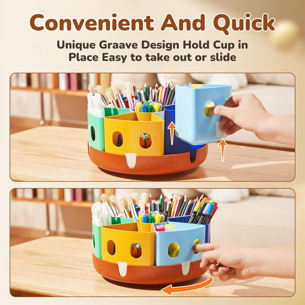 Rotating Art Supply Organizer, Lazy Susan Caddy, Large | Rotating organizer keeps markers, crayons and craft supplies visible and easy to reach on classroom or home desks - view 7