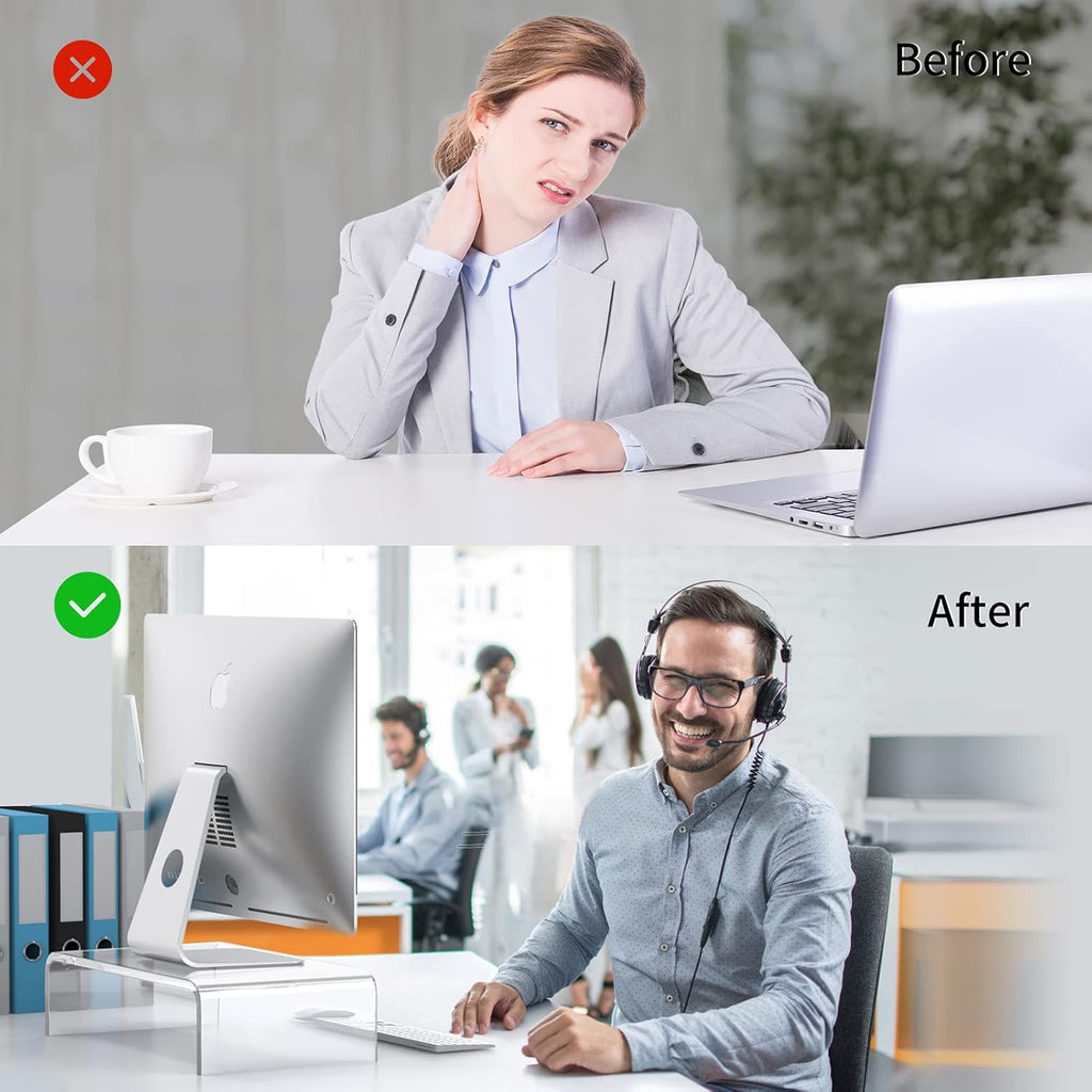 Acrylic monitor stand riser clear laptop stand riser L12.5 xW7.5 xH4 | computer & laptop stand for desk, compatible with all notebooks and monitor, decoration for office & home transparent - view 6