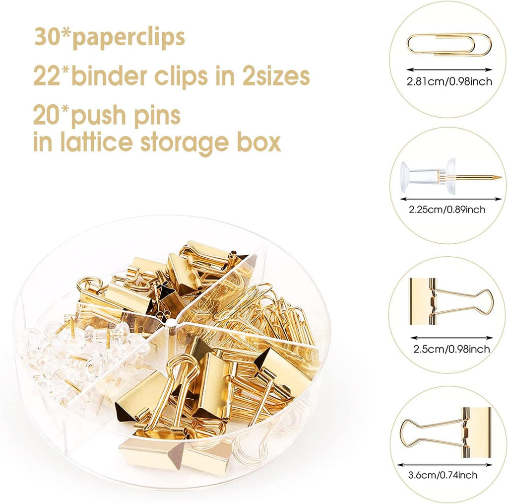 Gold Desk Organizers and Accessories Office Supplies Set Stapler, Pen Holder, Phone Holder, Scissors, Pen, Ruler, 30 Paper Clips, 22 Binder Clip, 20 Tacks and 1000pcs Staples (Gold) - view 4