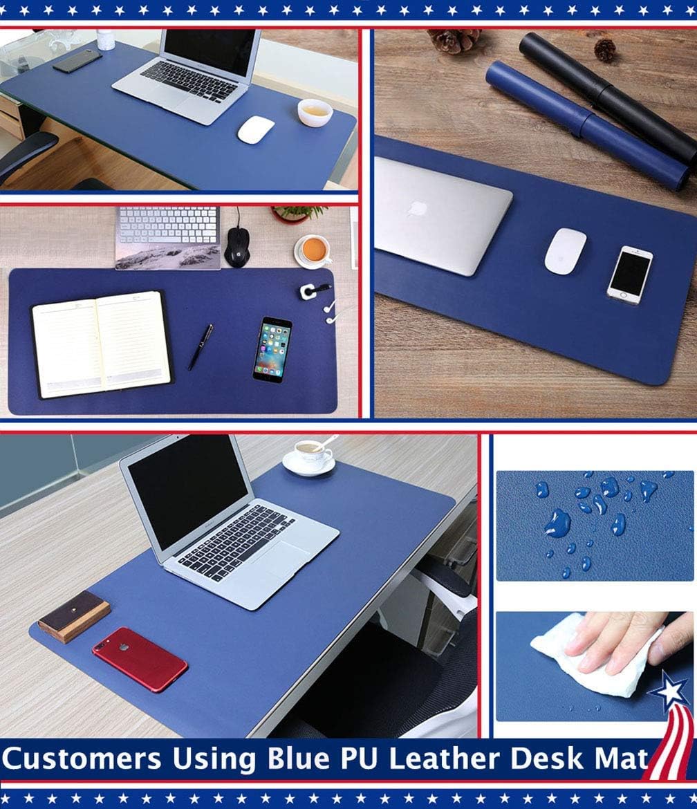 24 X 36 Inch Multifunctional Office Felt Desk Pad Desk Cover Leather Mat Blotters Table Protector on Top of Desks Large Laptop Computer Gaming Keyboard Mouse Pad Organizer for Women Waterproof Black - view 5