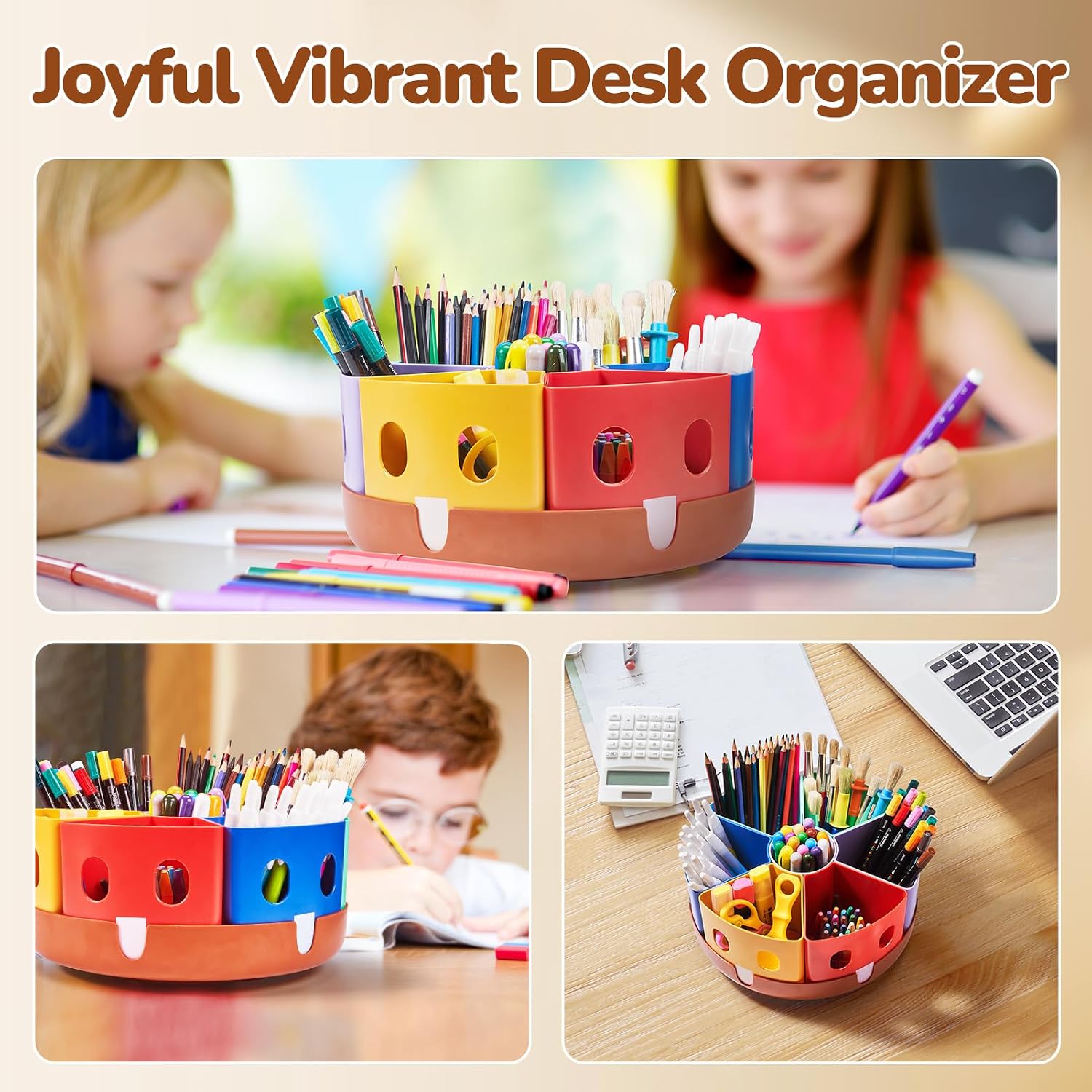 Rotating Art Supply Organizer, Lazy Susan Caddy, Large | Rotating organizer keeps markers, crayons and craft supplies visible and easy to reach on classroom or home desks - view 5