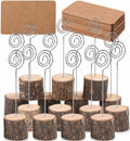 20Pcs Premium Wood Place Card Holders with Swirl Wire and 30 Pcs Kraft Place Cards, Memo Holder, Table Number Holders Stands, Name Cards Photo Holders for Wedding Party Sign Food Cards Label