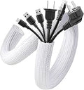 AGPTEK White Cable Management Sleeve, 2 Pack 5ft - 1.2 inch Cord Hider