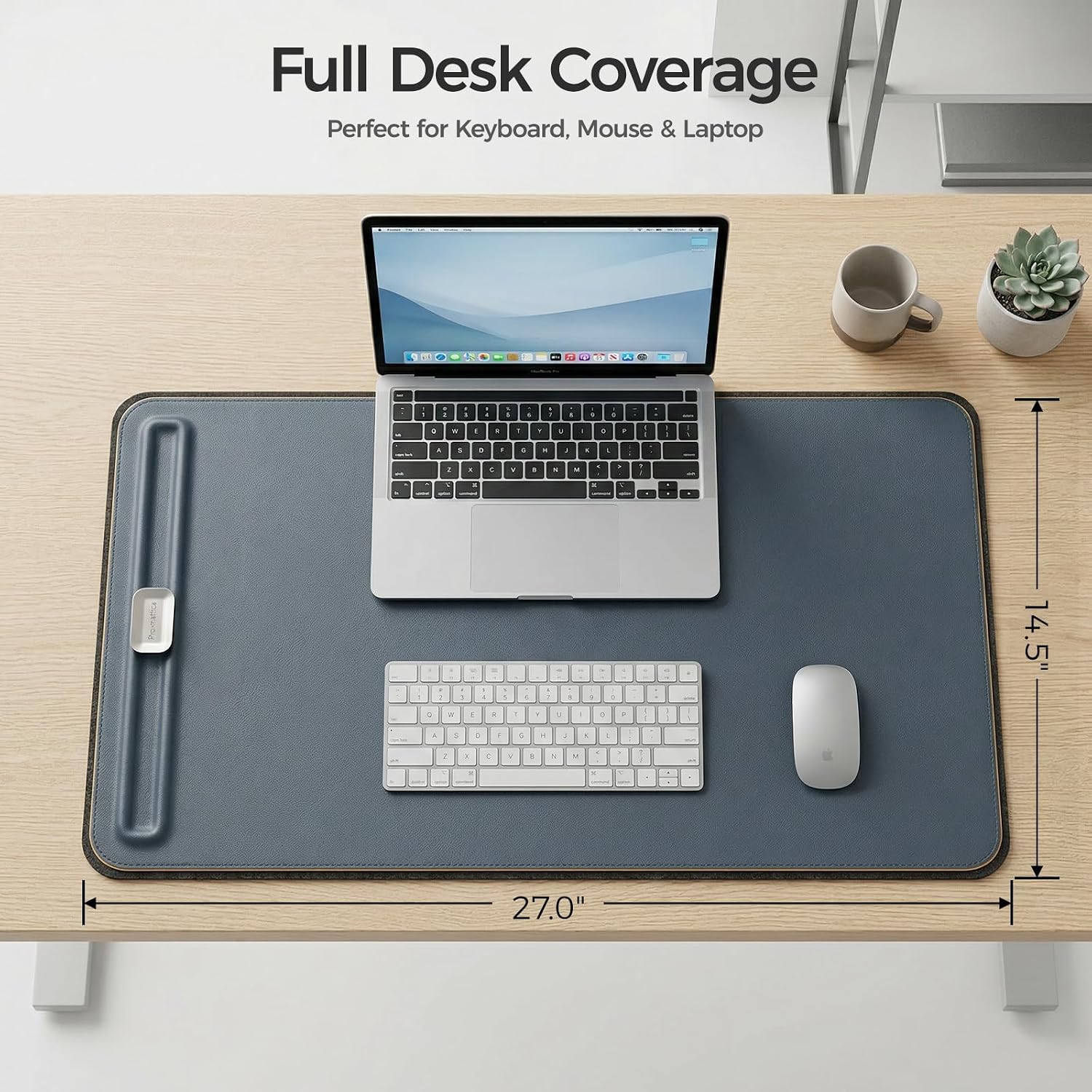 Desk Mat – Double-Sided Vegan Leather & Felt | Built-In Magnetic Cable Organizer & File Storage | Premium Workspace Pad for Office, Gaming & Creative Professionals-（Green） - view 2