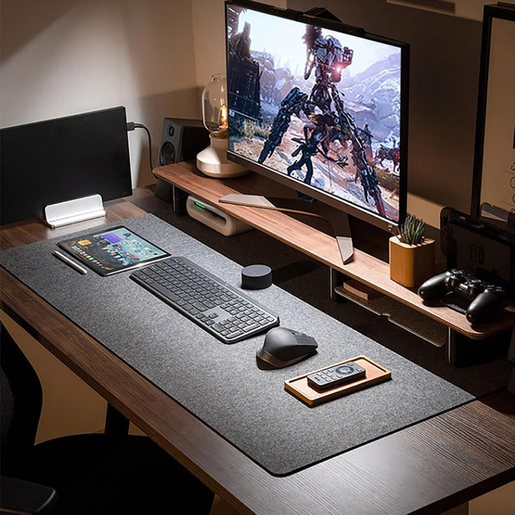 Non-Slip Felt Desk Mat,36 x 16 Inches Large Desk Pad Protector | Office Computer Desk Mat for Full Keyboard and Mouse Pad,Dark Grey - view 4